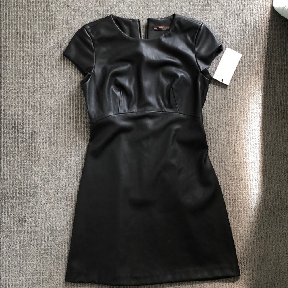 Zara mini black leather dress S- NWT